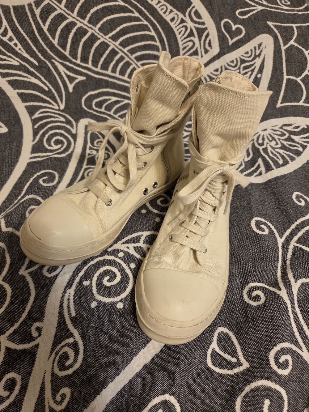 RICK OWENS Cream Canvas RAMONES Size 39 - Picture 4 of 6